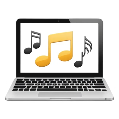 laptop screen showing a play button and notes sticker