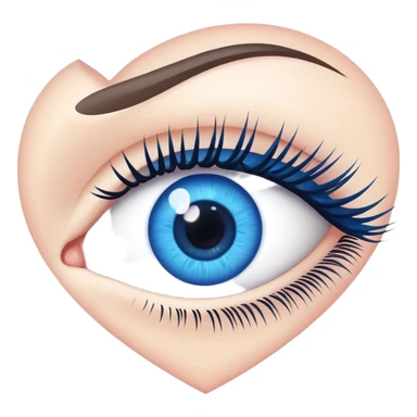 Eye with eyelashes inside blue heart sticker