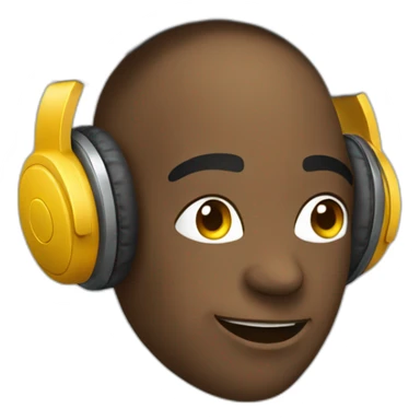 Head with headphones enjoys music sticker