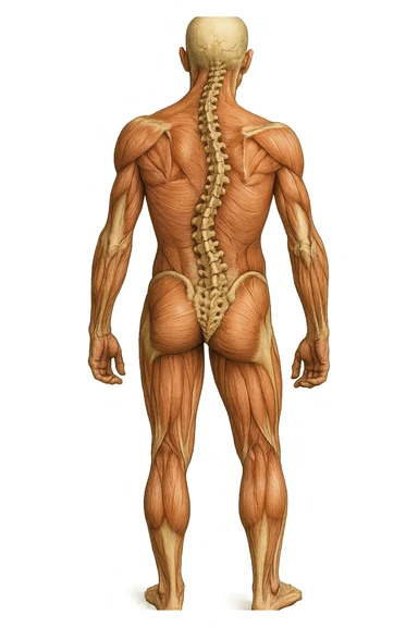 fai un immagine identica che riguarda un esercizio ma mettigli spina dorsale e muscoli in evidenza (anatomica) con colori naturali di un corpo umano. falla iperrealistica anatomica in 4k con spina dorsale storta in evidenza sticker