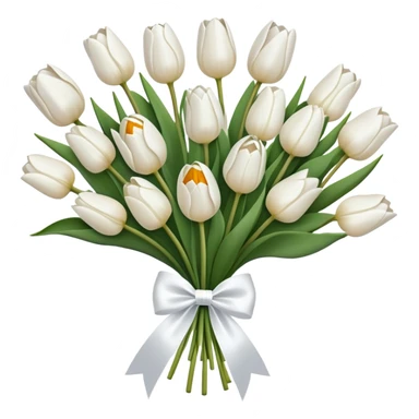 white tulip bouquet with a white bow holding the flowers together sticker