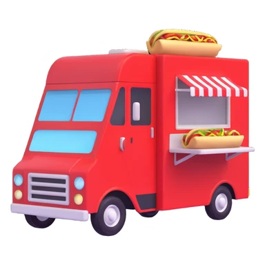 generate me a 3D red truck shawarma food truck sticker