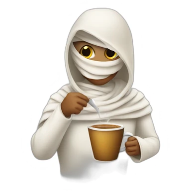 a mummy holding coffee sticker