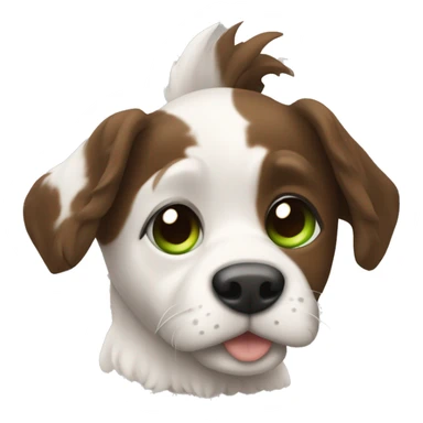 pele branca cabelo castanho olho verde e com um cachorro pequeno sticker