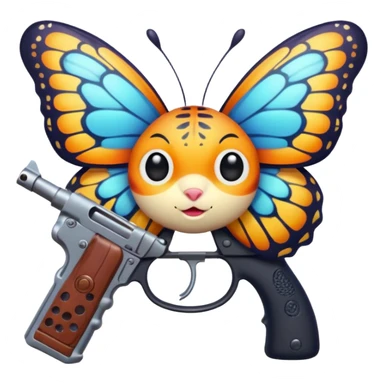 cute butterfly holding a gun sticker