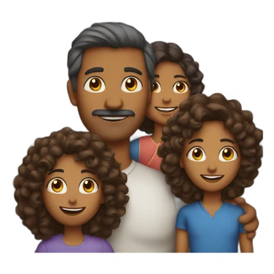 indian family with one dad and one son straight hair and one mom and one daughter curly hair sticker