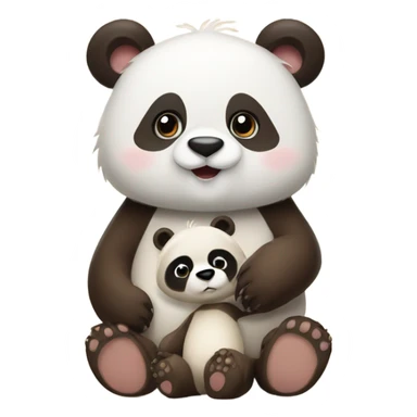 baby panda with big hands with brown bear  sticker