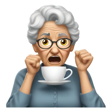 angry grandma can't hear cup her hand to her ear sticker
