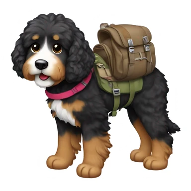 Bernedoodle dressed as hiker sticker