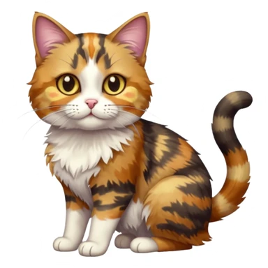 full body colourful light patched calico tabby cat with hazel eyes playing sticker