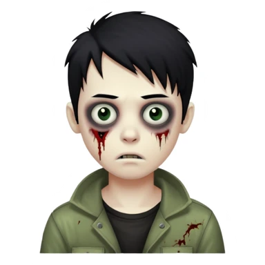 boy zombie with black hair emo sticker