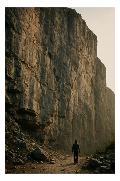 standing at the foot of the cliff sticker