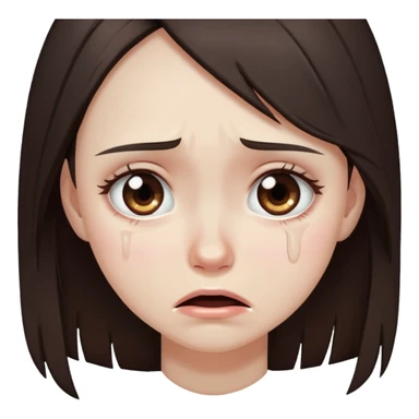 girl with long dark brown hair brown eyes and pale skin crying mental breakdown sticker
