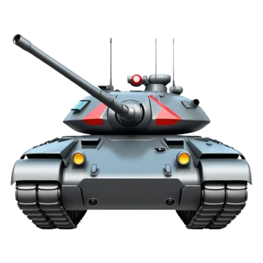 futuristic military tank 2025, bold and iconic, clear silhouette, apple style emoji sticker