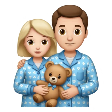 ma and pa kettle wearing pajamas and holding teddy bears sticker