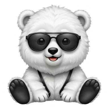 baby polar bear wear black sunglasses sticker