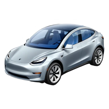 A Tesla Model Y parallel parking with a blue trajectory showing the planned path sticker