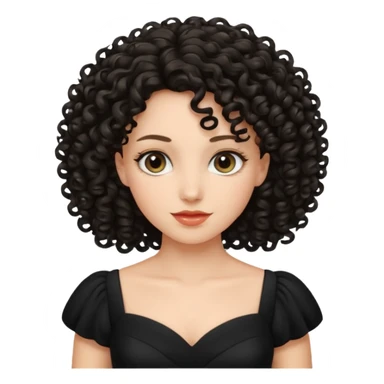 black dress curly hair sticker