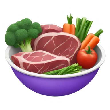 meat and vegetables in purple bowl sticker