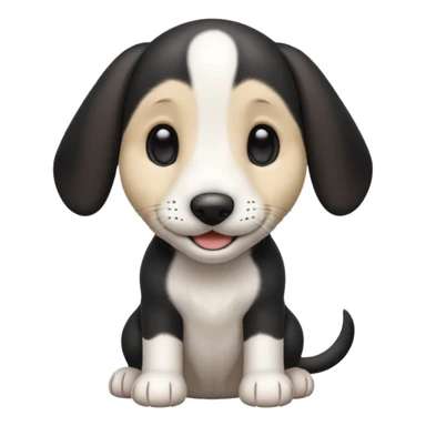 Black and white hound puppy, smiling, smooth coat. sticker
