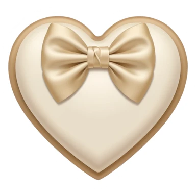 white heart with beige bow sticker
