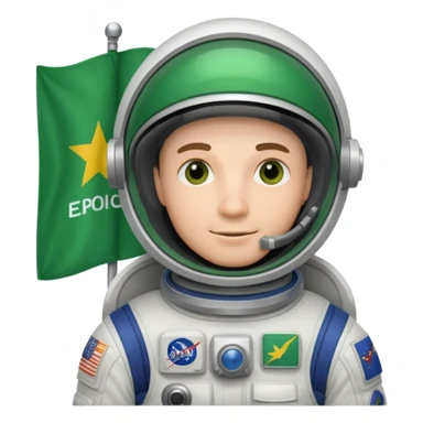 male astronaut with green flag in hand sticker