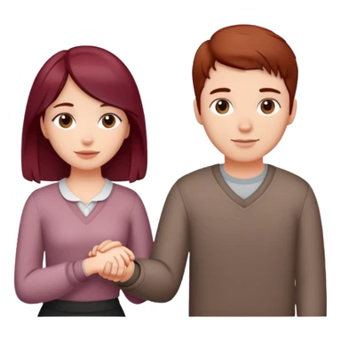 Burgundy haired girl holding brunette boyfriends hand sticker