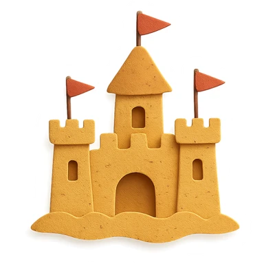 detailed and playful sand castle with flags in paper-craft style sticker