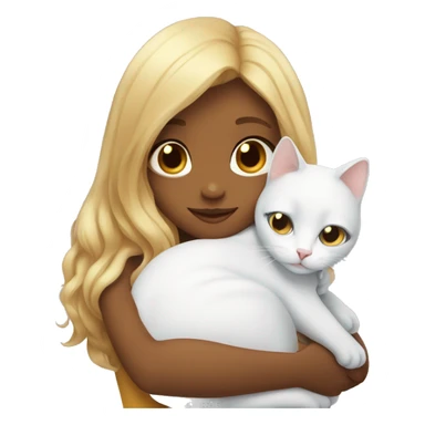 Honey skin girl hug white cat sticker
