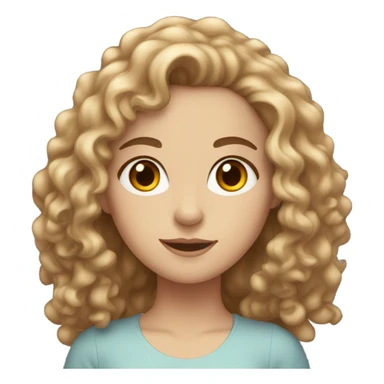 White girl with light brown curly hair and brown eyes  sticker