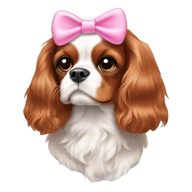 cavalier king charles with a dot between ears brown and white with a pink bow sticker