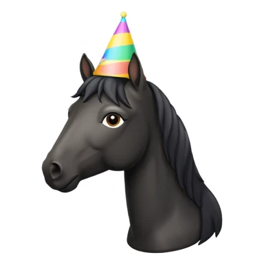black horse in tshirt with party hat sticker