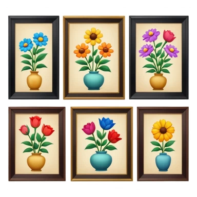 a few pictures on the wall with flowers without other objects sticker