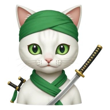un gato blanco con reeferencia a roroa zoro sticker