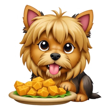 Yorkshire terrier eating a lion sticker
