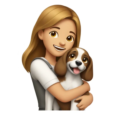 Girl hugging a dog sticker