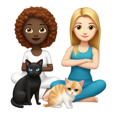 Yoga White girl with black air blue eyes and one red cat and one birman cat sticker