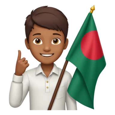 A boy stands with a Bangladeshi flag and greets on the occasion of December 16th. sticker