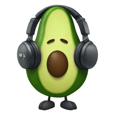 avocado recording with headphones and microphone sticker