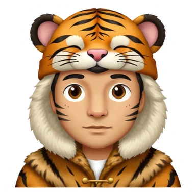 Ancient Russian boyar tiger with fur coat and hat sticker