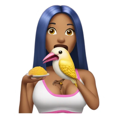Nicki Minaj eating a bird sticker
