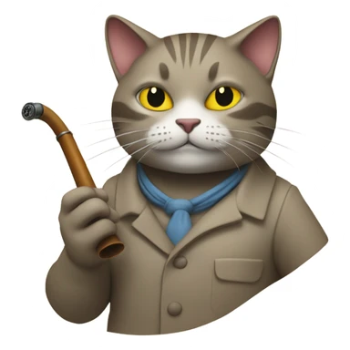 cat smoking a pipe sticker