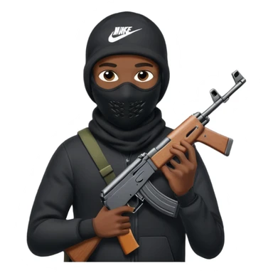 Nike ski mask black man with AK-47 sticker
