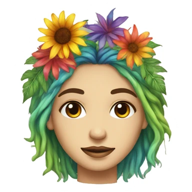Tie dye hippie person flower crown tattoos hemp leaves sticker