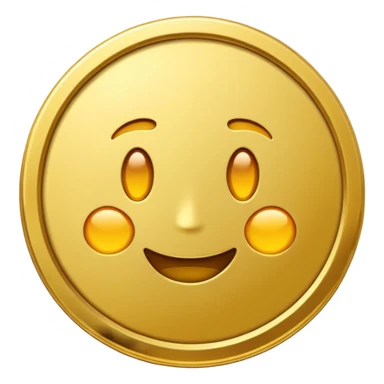 gold coin, classic round, emoji style, no text sticker