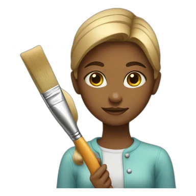 girl with a paint brush sticker