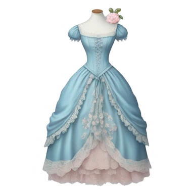 Rococo blue dress with pale pink and lace sticker
