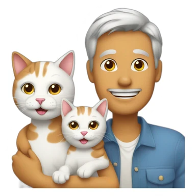 Cat with Dad and Mom sticker
