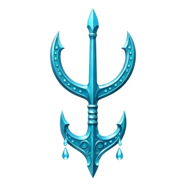 Cyan Poseidon's trident with glitter and water effects around it. sticker