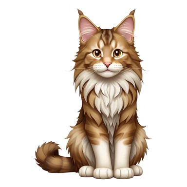 cinematic-[maine coon cat]-realistic-full-body-sitting-emoji,-tail-curled-playfully-around-its-paws,-head-tilted-dramatically,-scruffy-[maine coon]-fur,-simplified-yet-realistic-focused-features,-highly-detailed,-glowing-with-an-almost-sarcastic-glow sticker